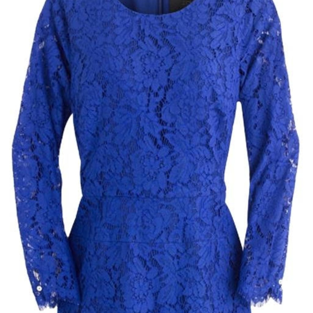 Blue Long-sleeve in Floral Lace Cocktail Dress